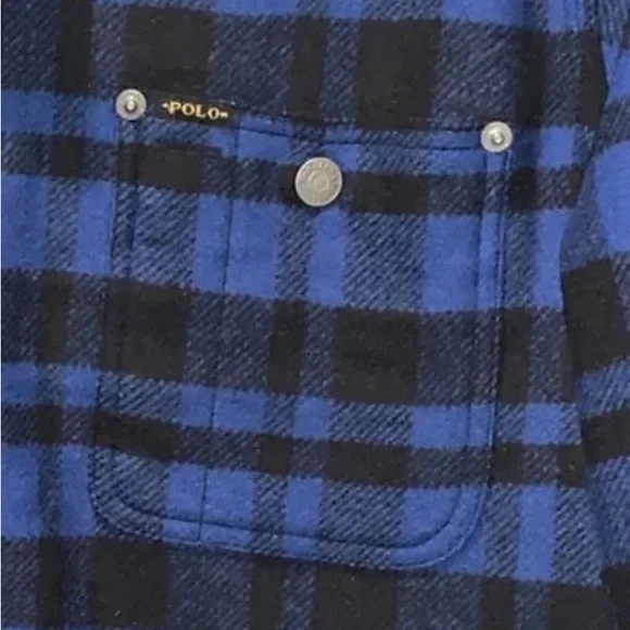 Polo Ralph Lauren Classic Fit Mens Blue/Black PLAID WOOL Shirt Sz XXL NWT.